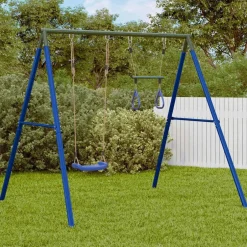 Clearance vidaXL Gungställning med gunga och trapets Blå