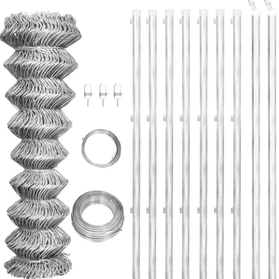 Best vidaXL Gunnebostängsel med stolpar galvaniserat stål 15x1 m Silver