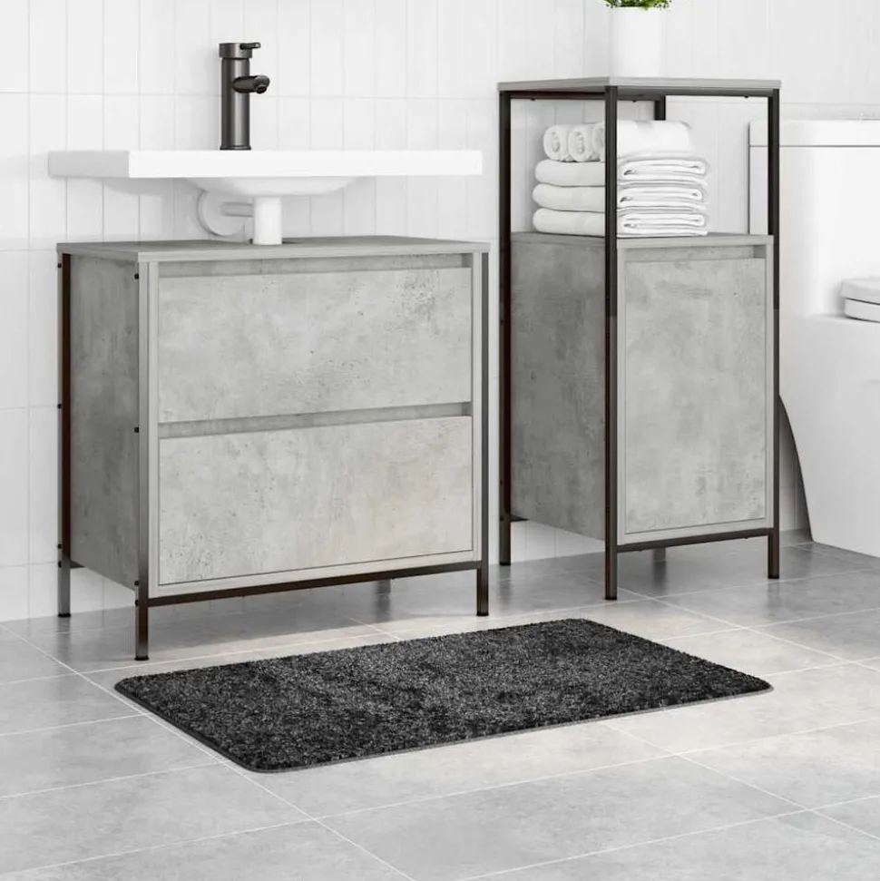 vidaXL Halkfri Badmatta Mörkgrå 50 x 80 cm PP