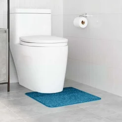 vidaXL Halkfri badmatta med toalettutskärning 50 x 50 cm PP Blå