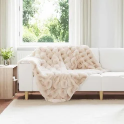 vidaXL Halkfri filt i konstgjord kaninfäll Olite Beige 130 x 150 cm