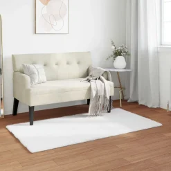 New vidaXL Halkfri matta i konstgjord kaninfäll OLITE 60 x 110 cm Vit