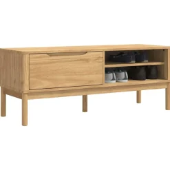 vidaXL Hallbänk med låda FLORO Vaxbrun 115 x 40 x 45 cm Massiv furu
