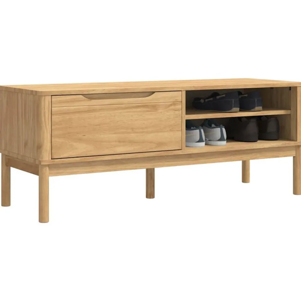 vidaXL Hallbänk med låda FLORO Vaxbrun 115 x 40 x 45 cm Massiv furu