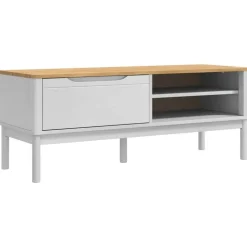 vidaXL Hallbänk med låda FLORO Vit 115 x 40 x 45 cm Massiv furu