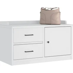 vidaXL Hallbänk SANDNES vit 87x40x50 cm massiv trä furu