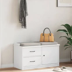 vidaXL Hallbänk SANDNES vit 87x40x50 cm massiv trä furu