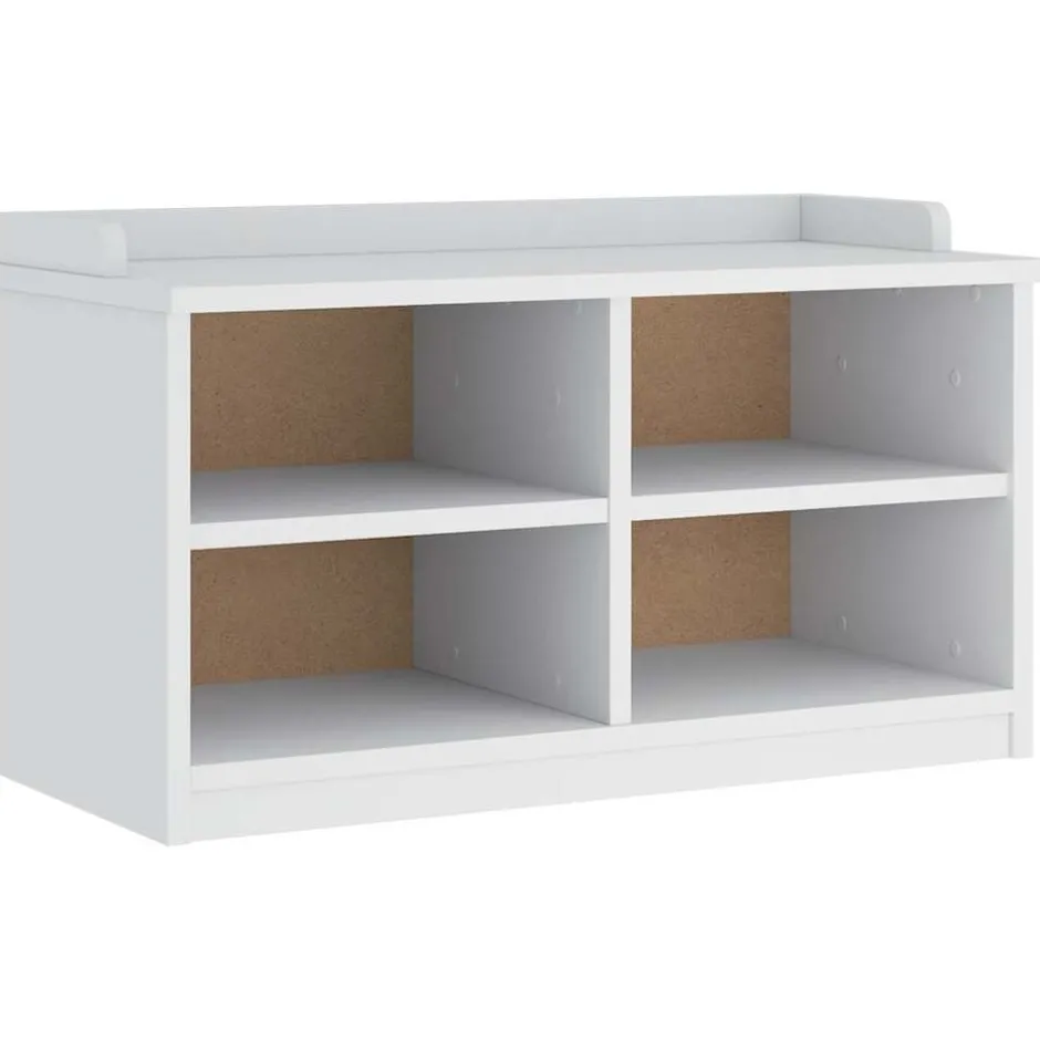 Best vidaXL Hallbänk SANDNES 87x40x50 cm massiv trä furu Vit