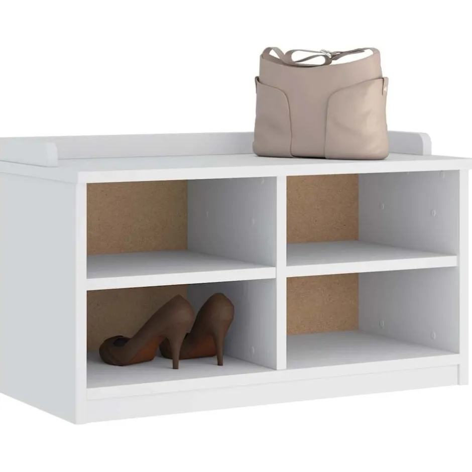 Best vidaXL Hallbänk SANDNES 87x40x50 cm massiv trä furu Vit
