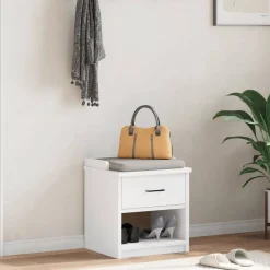 vidaXL Hallbänk SANDNES vit 45x40x50 cm massiv trä furu