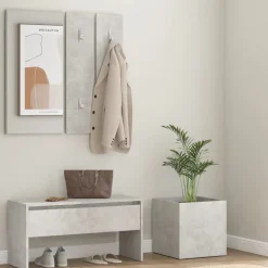 vidaXL Hallmöbler set betonggrå konstruerat trä