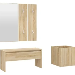 Best vidaXL Hallmöbler set sonoma-ek konstruerat trä Sonoma ek