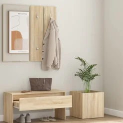 Best vidaXL Hallmöbler set sonoma-ek konstruerat trä Sonoma ek