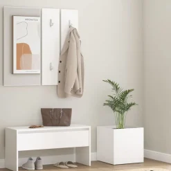 vidaXL Hallmöbler set konstruerat trä Vit