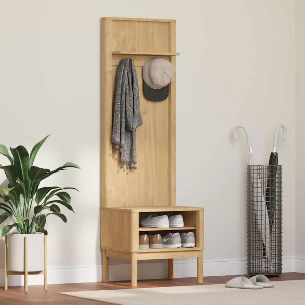 vidaXL Hallway skåp FLORO Vaxbrun 50 x 40 x 158 cm Massiv furu