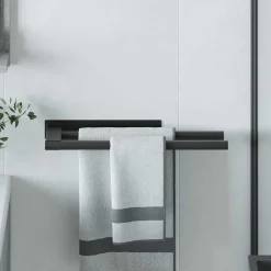 vidaXL Handdukshållare Svart 40 x 9 x 4 cm Rostfritt stål