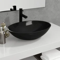 vidaXL Handfat glas 50x37x14 cm svart