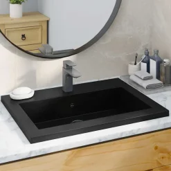 vidaXL Handfat granit 600x450x120 mm svart