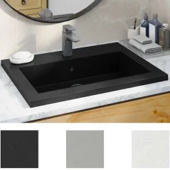 vidaXL Handfat granit 600x450x120 mm svart