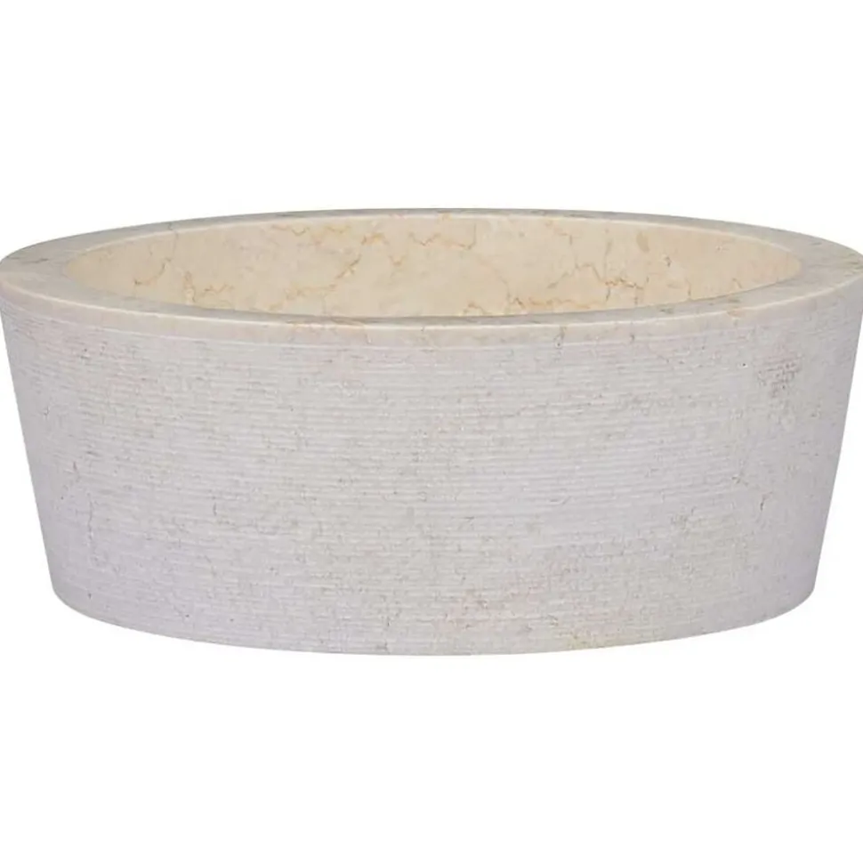 vidaXL Handfat gräddvit Ø40x15 cm marmor