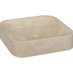 vidaXL Handfat gräddvit 40x40x10 cm marmor