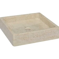 vidaXL Handfat gräddvit 40x40x10 cm marmor