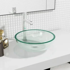 vidaXL Handfat härdat glas 35x12 cm transparent