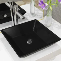 Hot vidaXL Handfat keramik fyrkantig 41,5x41,5x12 cm Svart