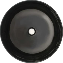 vidaXL Handfat keramik rund svart 41,5x13,5 cm