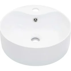 vidaXL Handfat med bräddavlopp 36x13 cm keramik vit