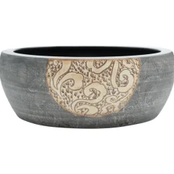 vidaXL Handfat svart och brun rund Φ41x14 cm keramik
