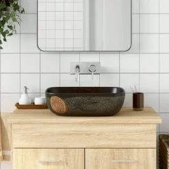 Sale vidaXL Handfat rektangulär 48x37,5x13,5 cm keramik Svart