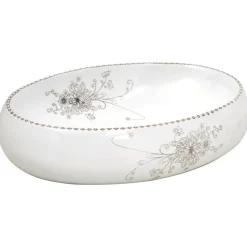 vidaXL Handfat vit oval 59x40x15 cm keramik