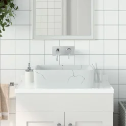 Discount vidaXL Handfat rektangulär 46x35,5x13 cm keramik Vit