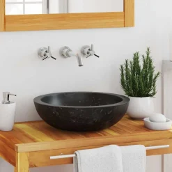 vidaXL Handfat 40x12 cm marmor svart