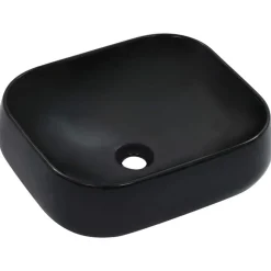 vidaXL Handfat 44,5x39,5x14,5 cm keramik svart