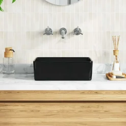 vidaXL Handfat 40x30x13 cm keramik svart