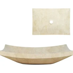 Clearance vidaXL Handfat 50x35x12 cm marmor gräddvit Kräm
