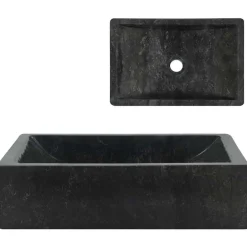 vidaXL Handfat 45x30x12 cm marmor högglans Svart