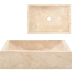 Outlet vidaXL Handfat 45x30x12 cm marmor gräddvit högglans Kräm
