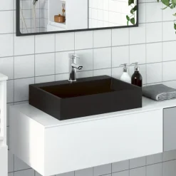 vidaXL Handfat 50x38x11 cm mineralgjuten/marmor matt svart