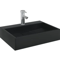 vidaXL Handfat 50x38x11 cm mineralgjuten/marmor matt svart