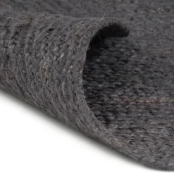 Clearance vidaXL Handgjord jutematta rund 90 cm Mörkgrå