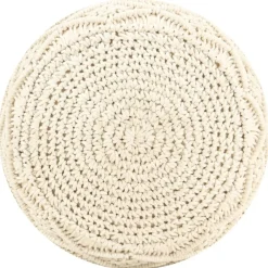 Online vidaXL Handgjord sittpuff makramé 45x30 cm bomull Vit