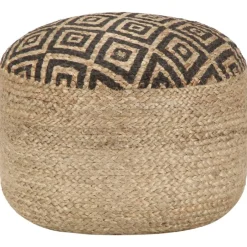 Best vidaXL Handgjord sittpuff 45x30 cm jute Svart