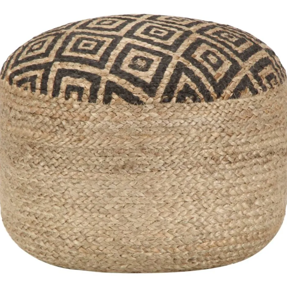 Best vidaXL Handgjord sittpuff 45x30 cm jute Svart