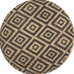 Best vidaXL Handgjord sittpuff 45x30 cm jute Svart