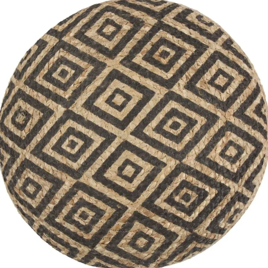 Best vidaXL Handgjord sittpuff 45x30 cm jute Svart