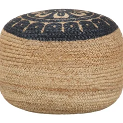 vidaXL Handgjord sittpuff blå 45x30 cm jute