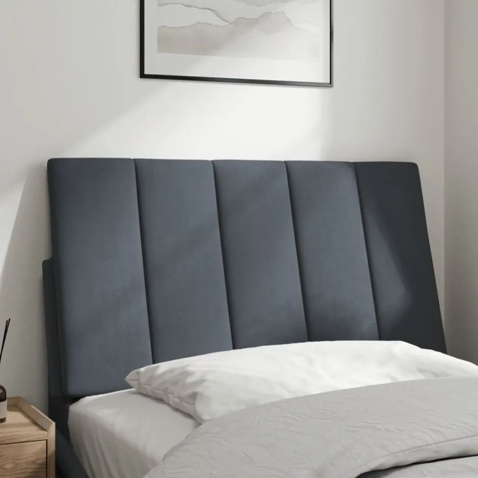 vidaXL Headboard Cushion "Hanko" Dark Grey 80 cm Velvet Mörkgrå
